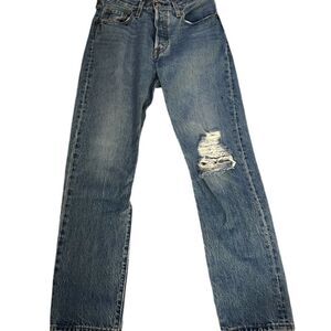 Levi’s 501 Original Distressed Button Fly Straight Leg Jeans Size 25